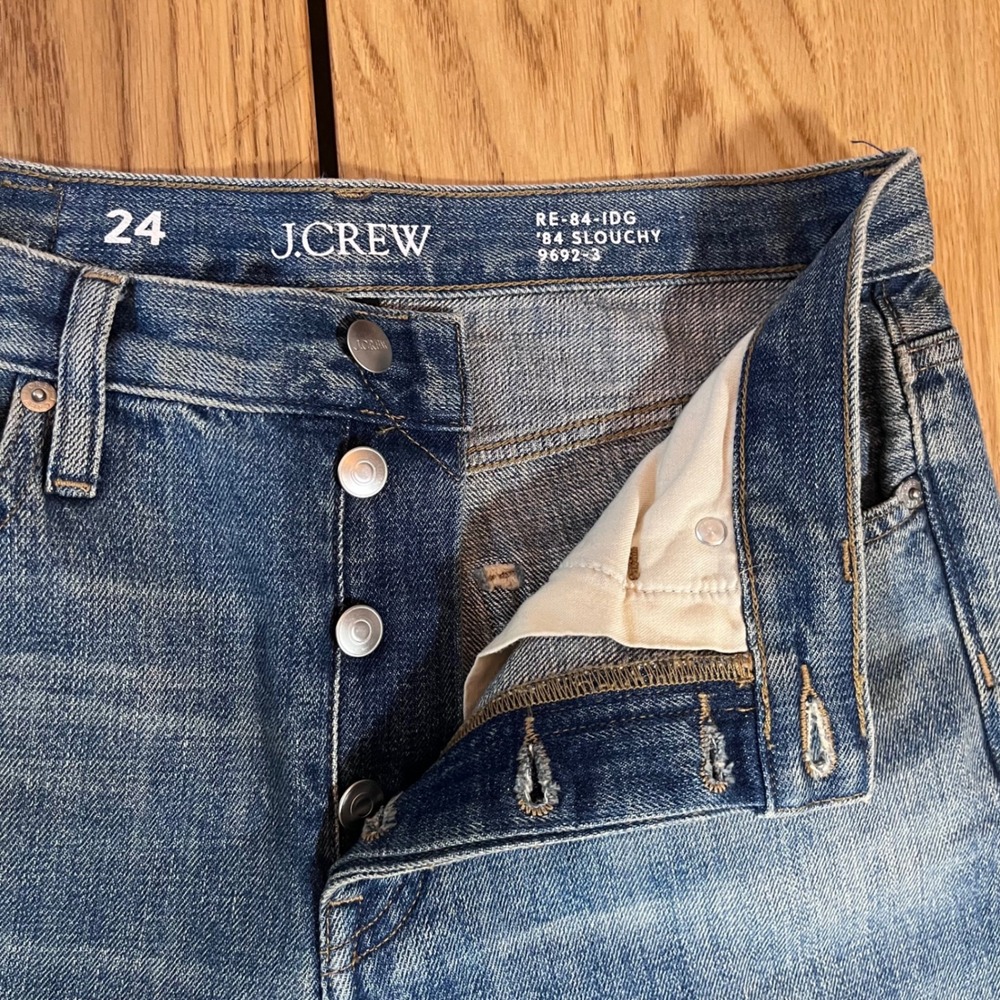 J.Crew 84 Slouchy Jeans Women 24 Blue Medium Wash Straight Leg Vintage Style